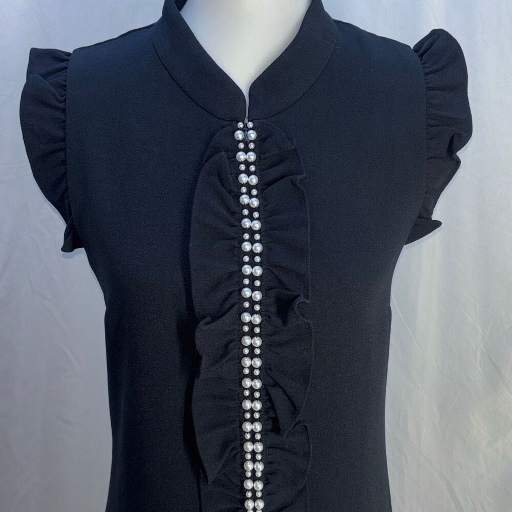 Lilly Pulitzer Black Dress Pearl front Sz 12 Adalee onyx LBD - Picture 4 of 10
